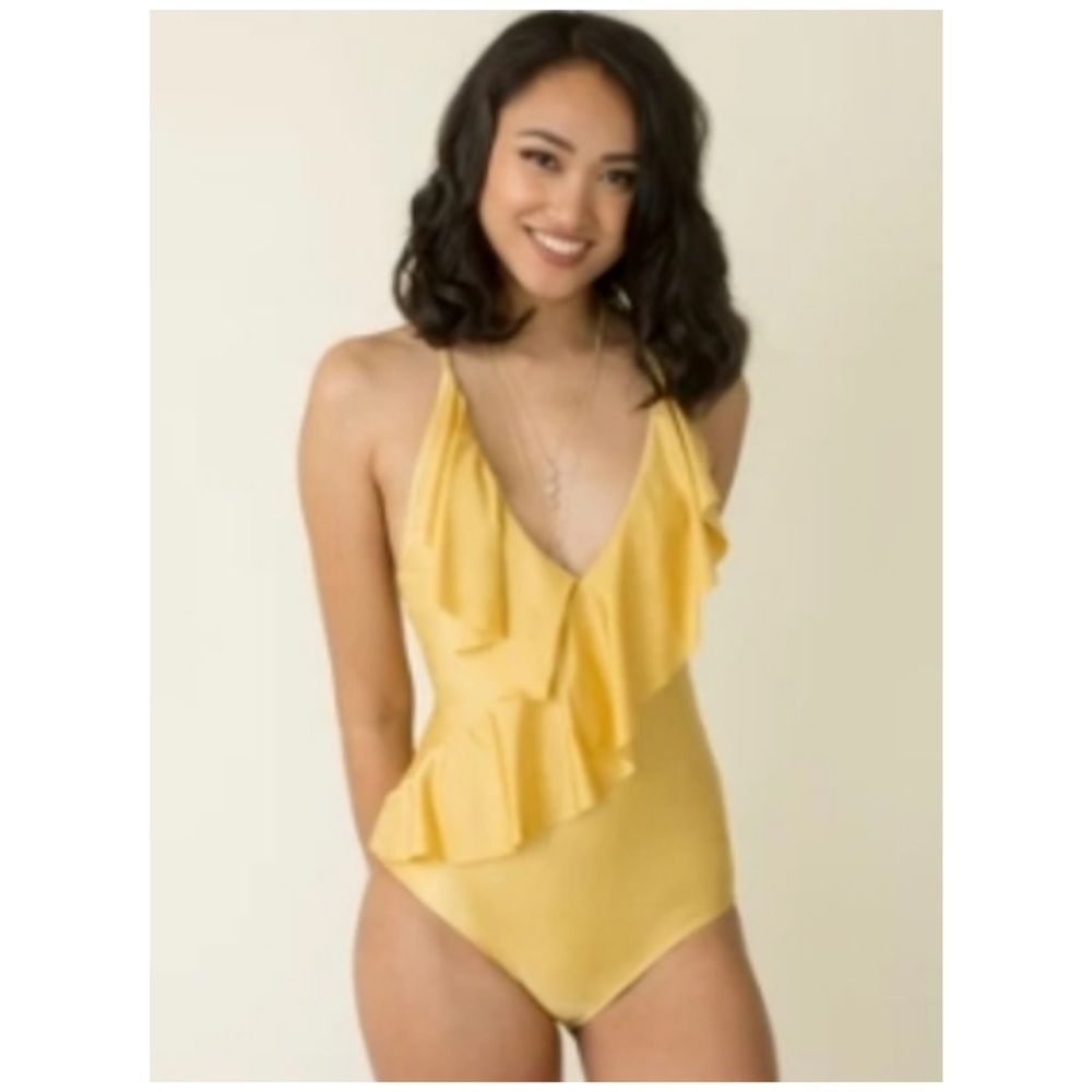 Joyfolie | Kona Ruffle One Piece Swimsuit Citron | XS
